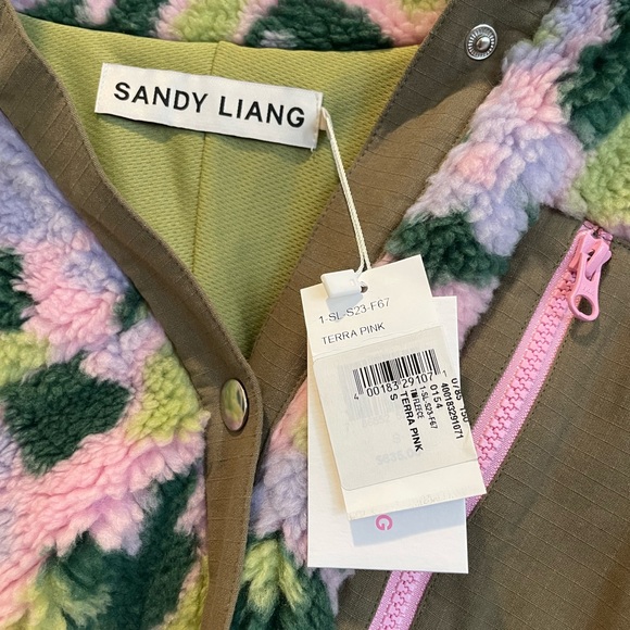 Sandy Liang Pink and Green Teddy Jacket Plush Texture - Picture 4 of 4